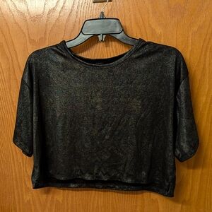 Forever 21 Black Shimmery Cropped Top
